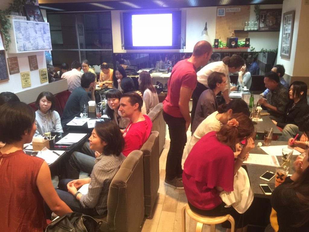 Language class at 80s Cafe in Tokyo